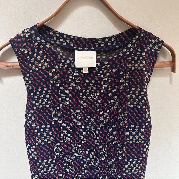 ModCloth ~ new ~ Sleeveless Retro Pleated Chiffon Fruit Floral Dress size 2X - Picture 5 of 16